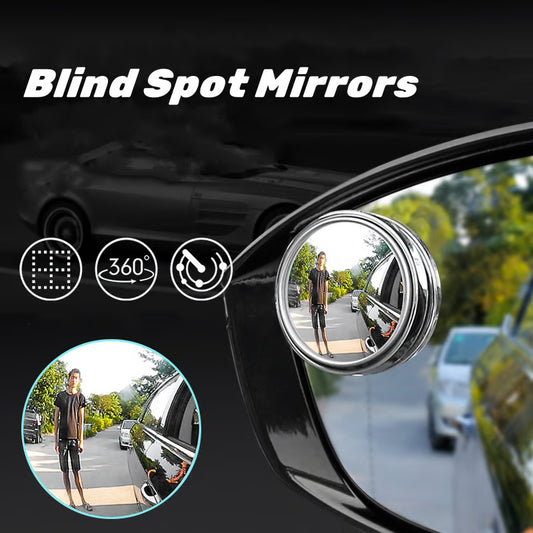 2 Pcs Car Round Mirror Original Glass Rear View Blind Spot Side Mirror Wide-angle 360 Lens